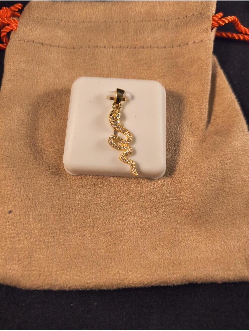 14k Gold Romeau 9ver .925 Sterling Silver Moissenite Snake Pendant